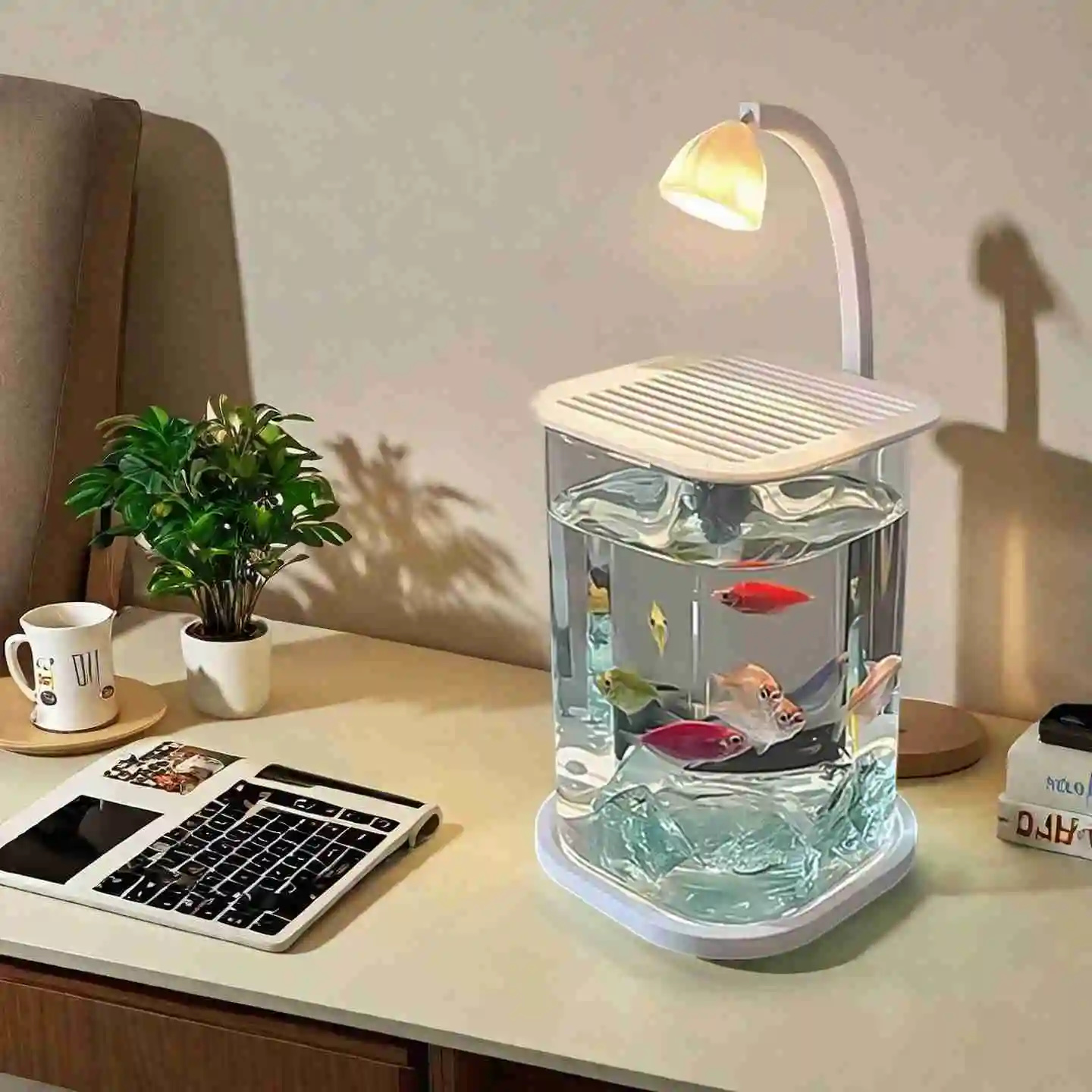 Aquarium Fish Betta - Mini acuario de escritorio con tanque